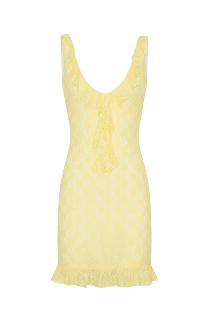 Take A Bow Mini Dress Lemon