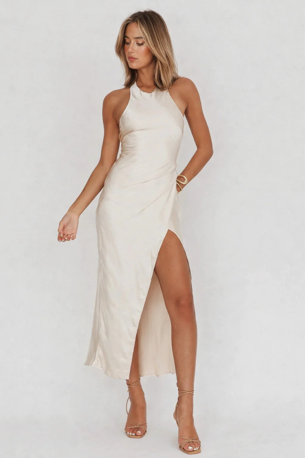Sonoma Halterneck Maxi Dress - Champagne