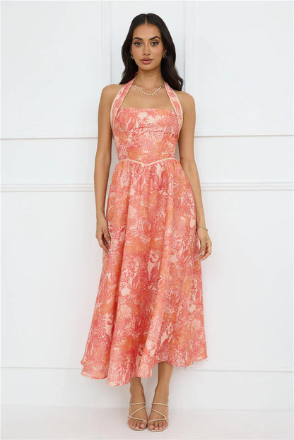 Luxe Harmony Halter Maxi Dress Orange