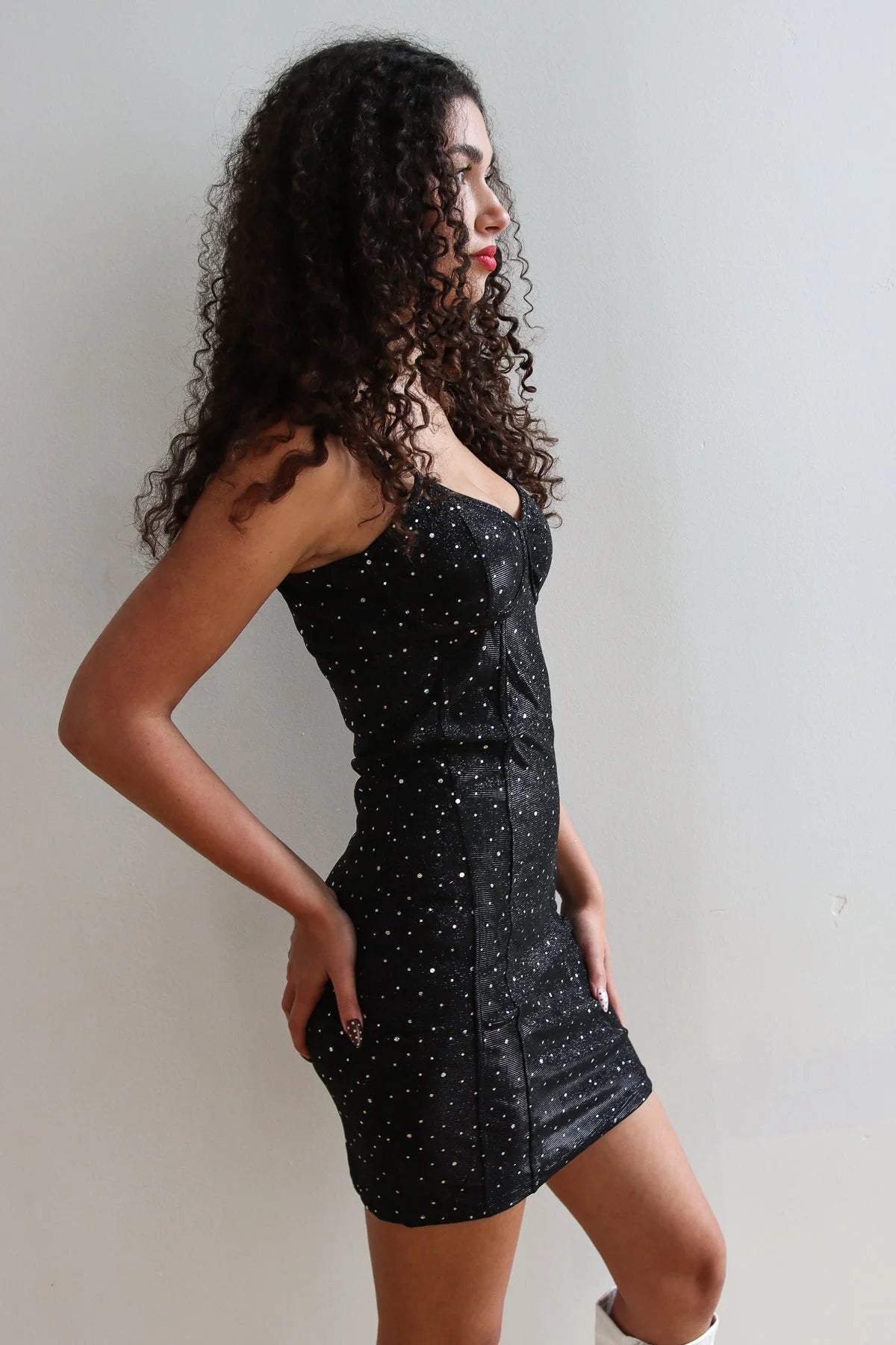 Holographic Glitter Bustier Mini Dress