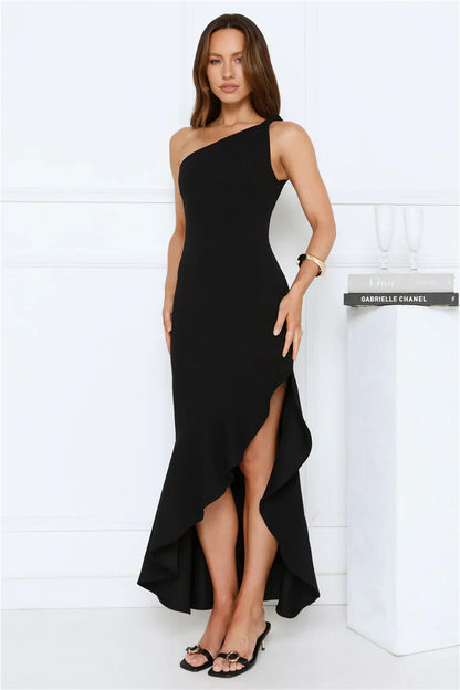 Go To Girl One Shoulder Maxi Dress Black