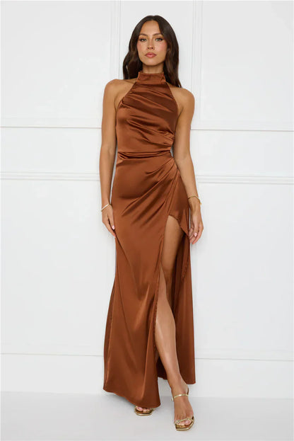 Sonnet Satin Halter Maxi Dress