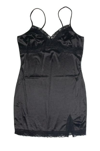 Extended Sizes Black Slip Mini Dress