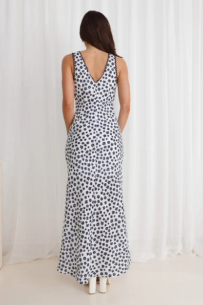 Picked Flowers Maxi Dress White