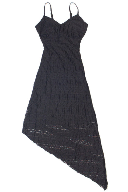Asymmetrical Hem Lace Midi Dress