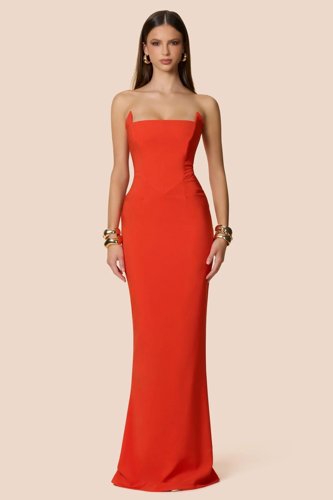 Nookie Aaliyah Strapless Gown - Tangerine