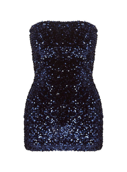 Eldoni Strapless Mini Dress Navy