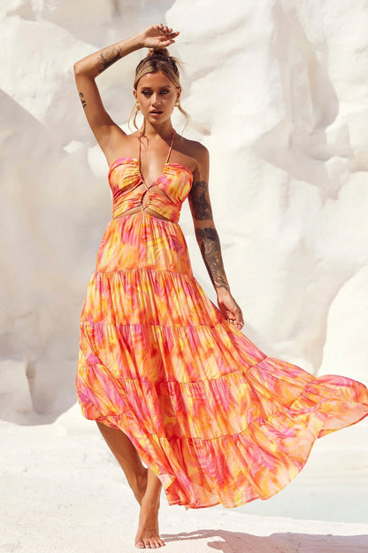 Dreamy Sun Maxi Dress - Orange Multi