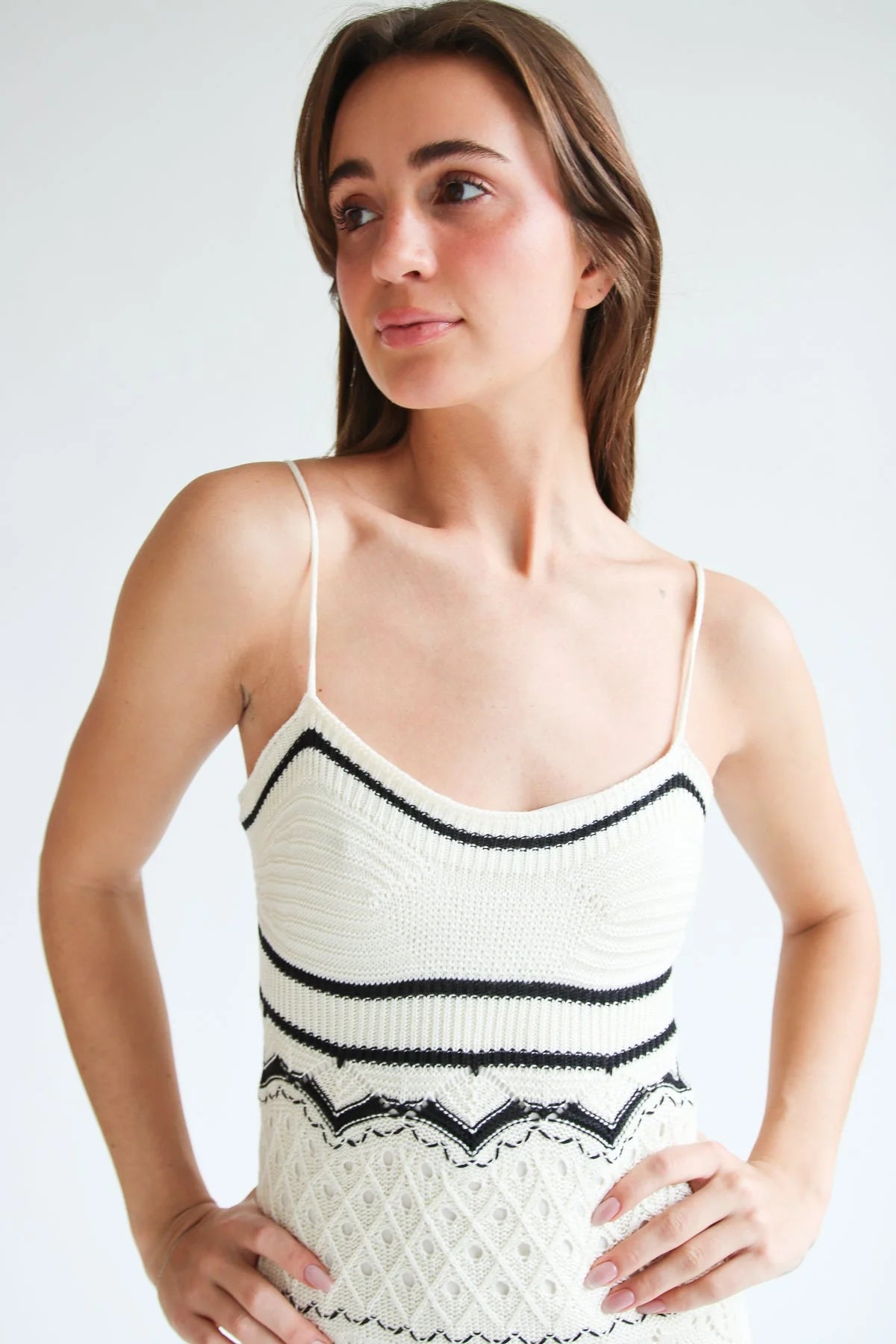 Open Knit Midi Dress