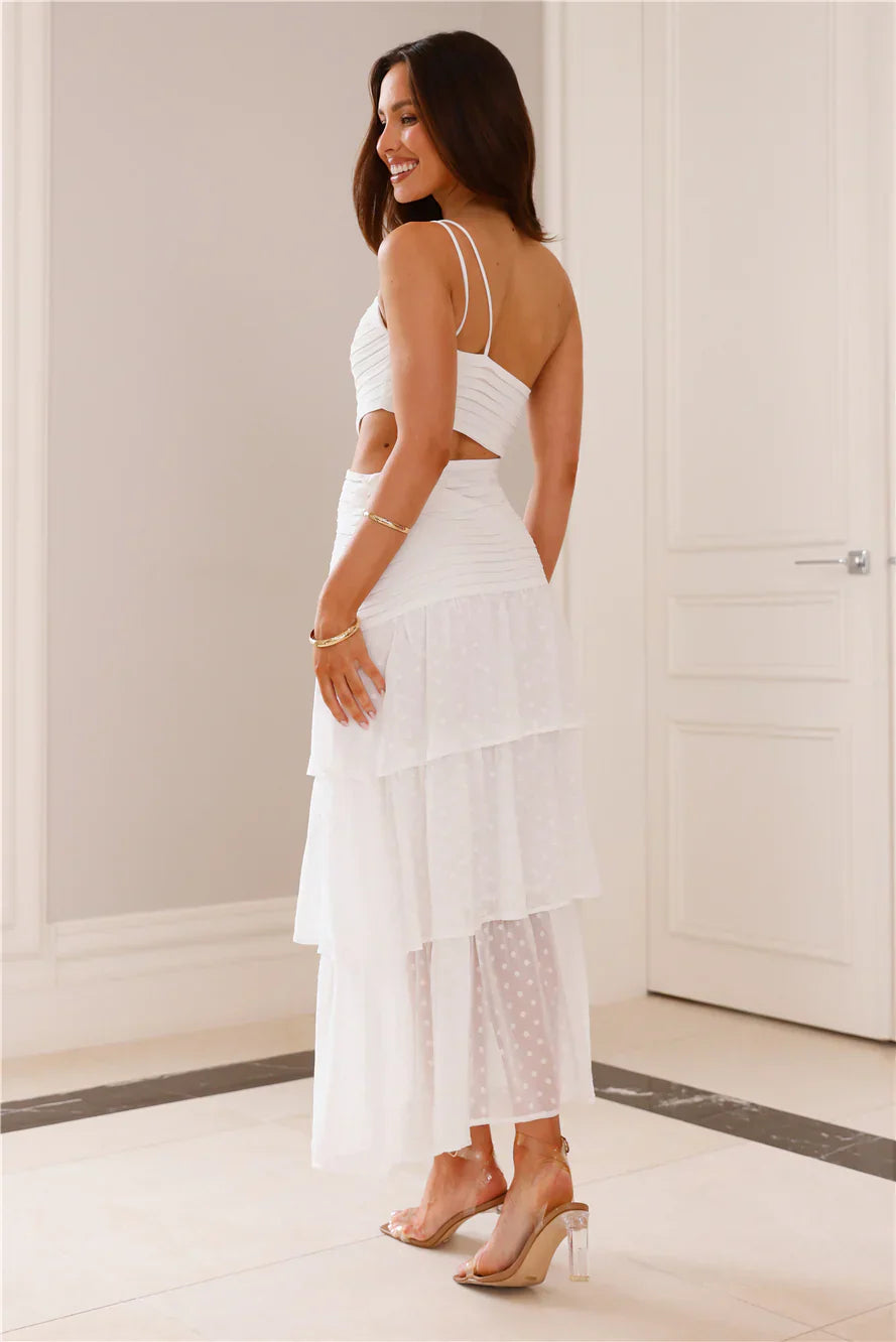 Day In Manhattan One Shoulder Maxi Dress White