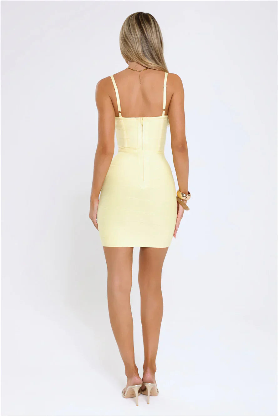 Iconic Edge Bandage Mini Dress Yellow