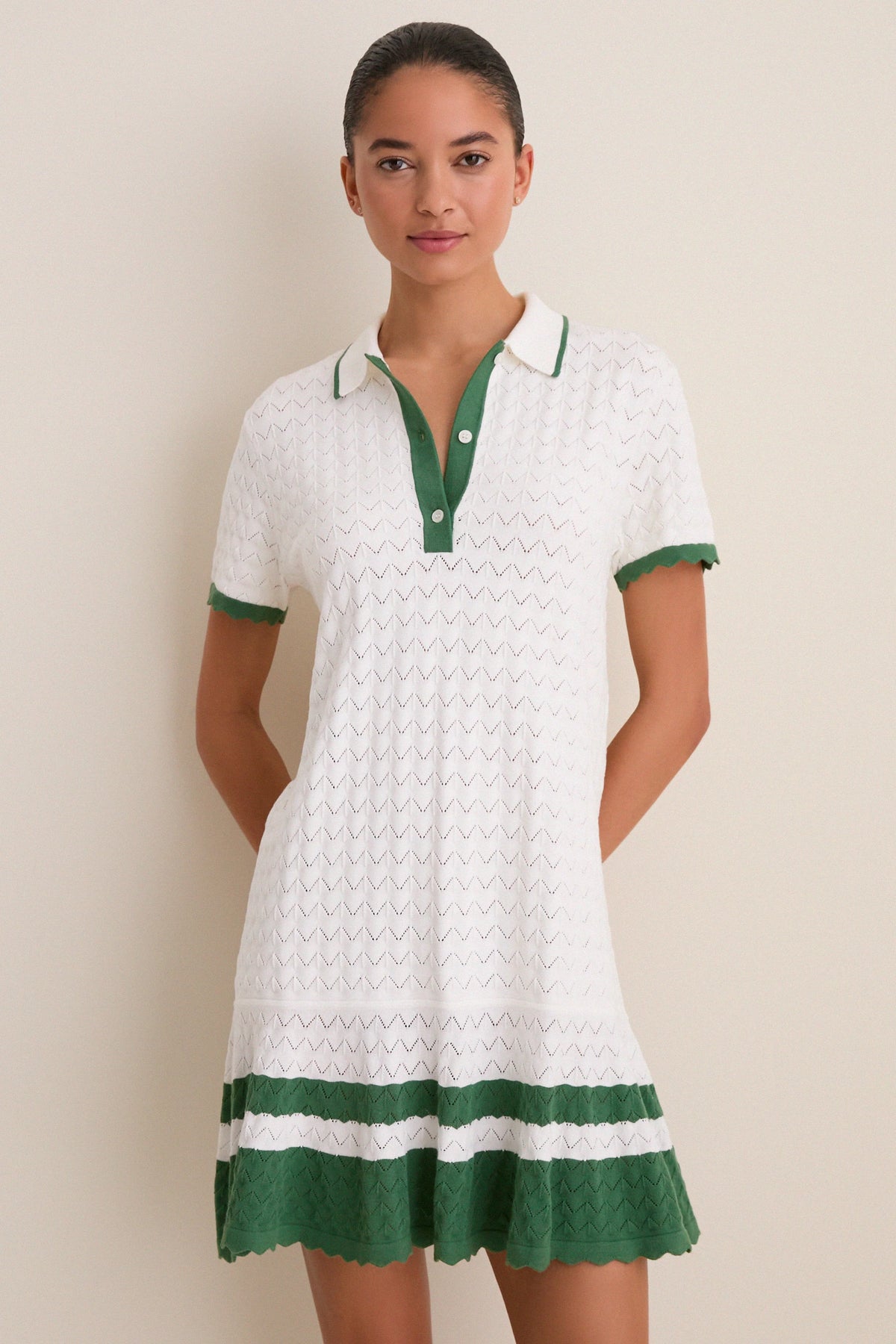 White May Sweater Polo Dress