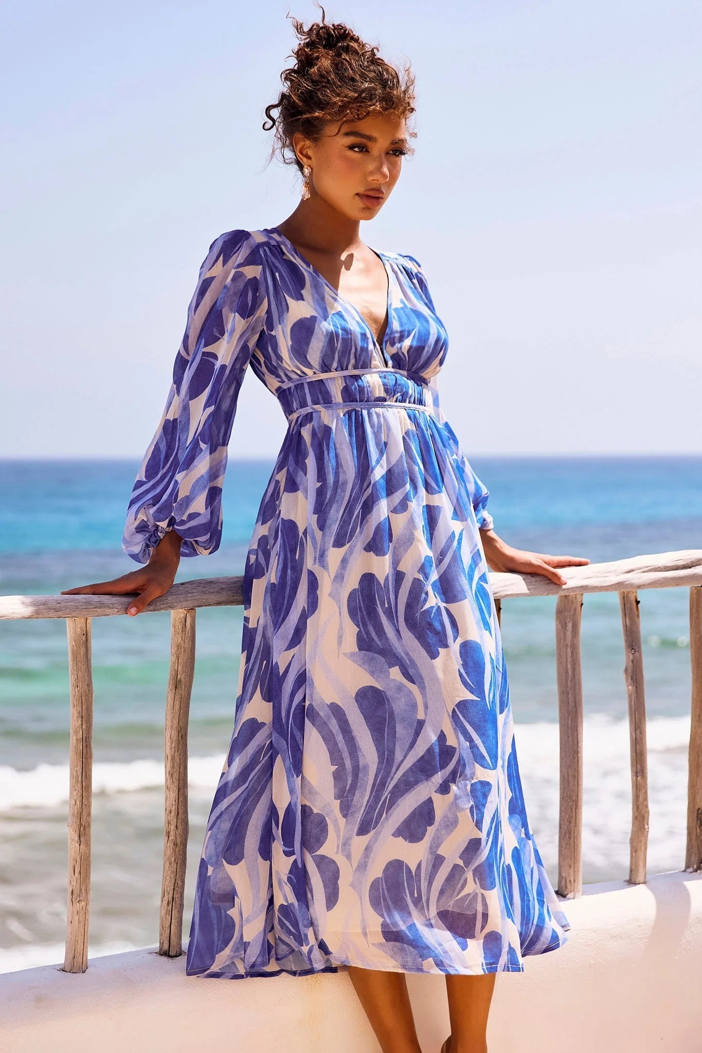 Palm Perfect Midi Dress - Blue Multi