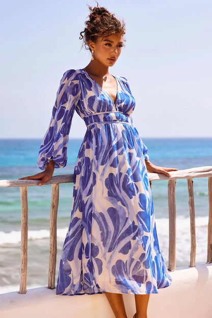 Palm Perfect Midi Dress - Blue Multi