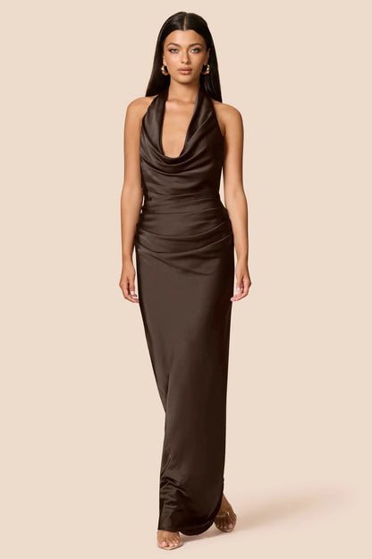 Nookie Penelope Drape Gown - Chocolate