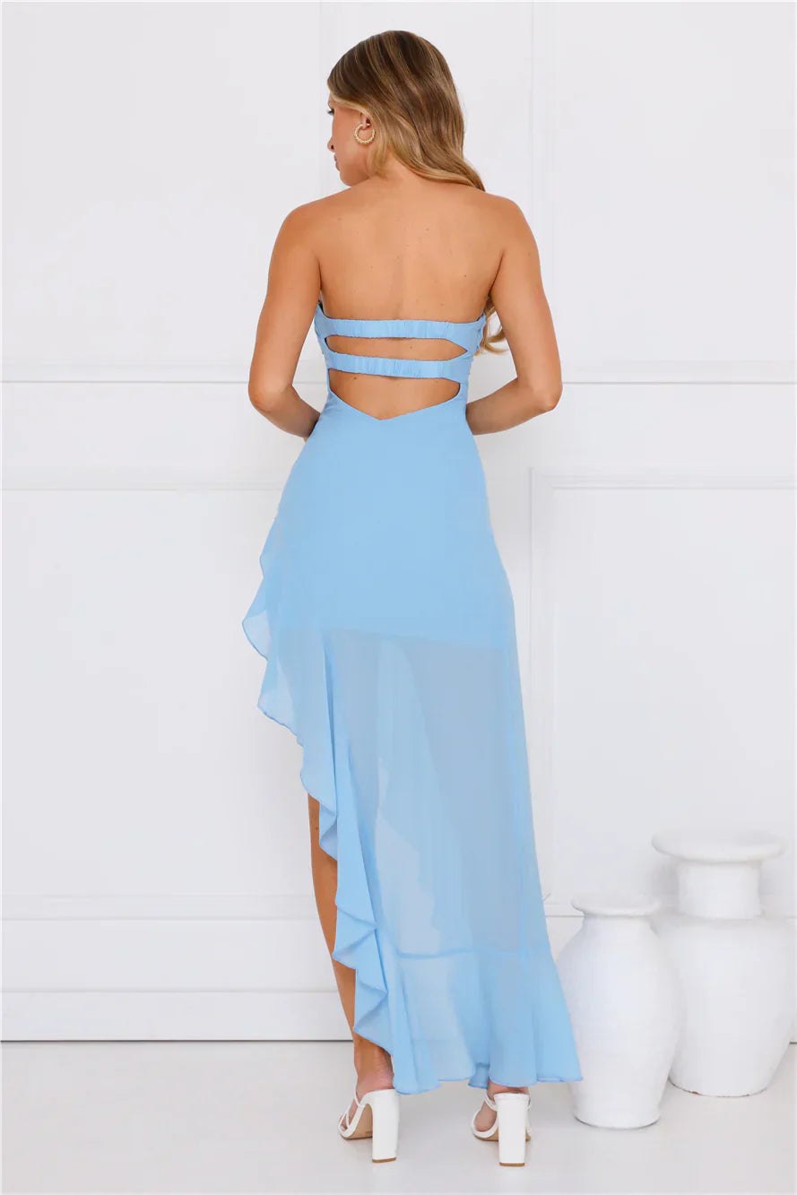 Attraction Style Strapless Maxi Dress Blue