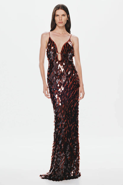Misha Sapphire Sequin Maxi Dress - Fig