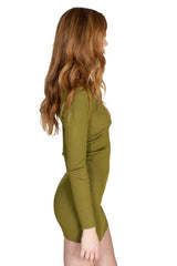 Olive Green Ring Long Sleeved Dress