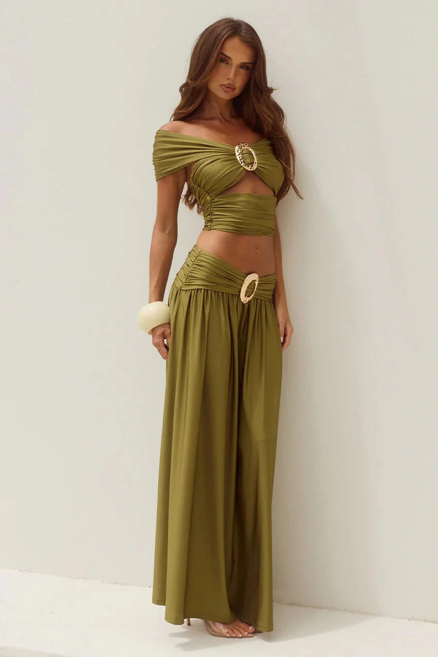 Nivali Maxi Skirt - Olive