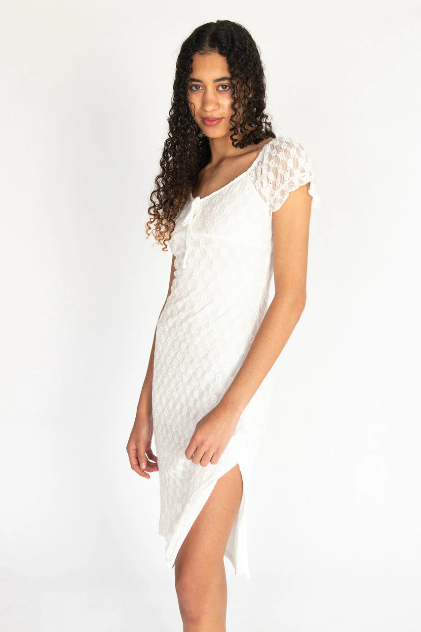 Floral Lace Sweetheart Midi Dress