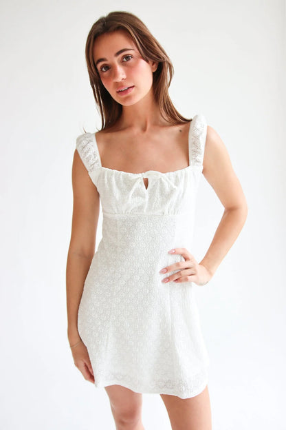 Eyelet Fit & Flare Mini Dress