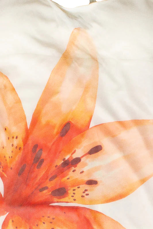 Large Flower Print Mesh Maxi Dress