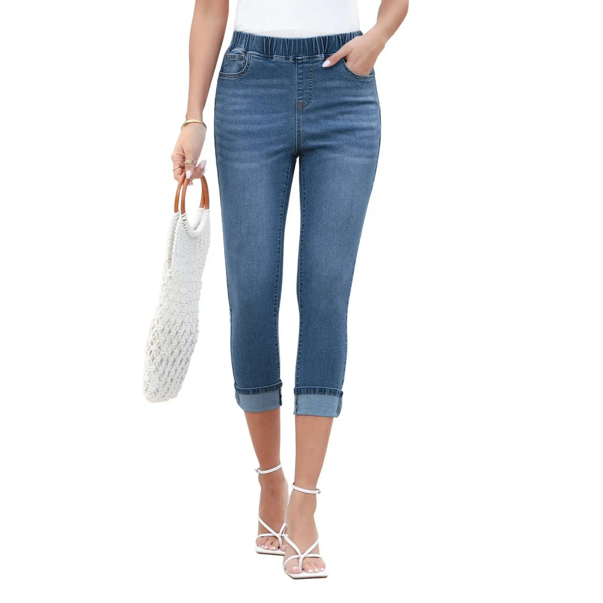 🔥90% OFF ONLY TODAY🔥Women's High-Waist Stretch Denim Capri Jeggings
