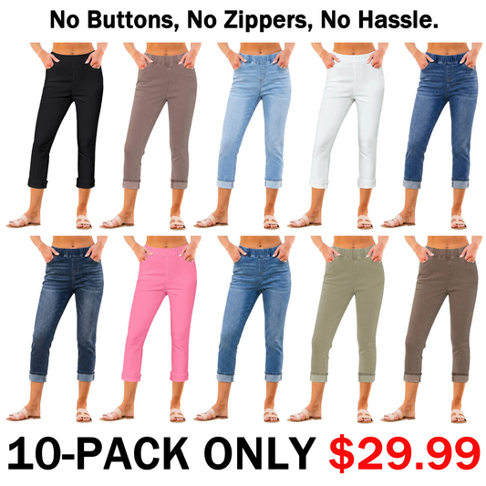 🔥90% OFF ONLY TODAY🔥Women's High-Waist Stretch Denim Capri Jeggings
