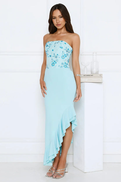 Enchanted Affection Strapless Sequin Midi Dress