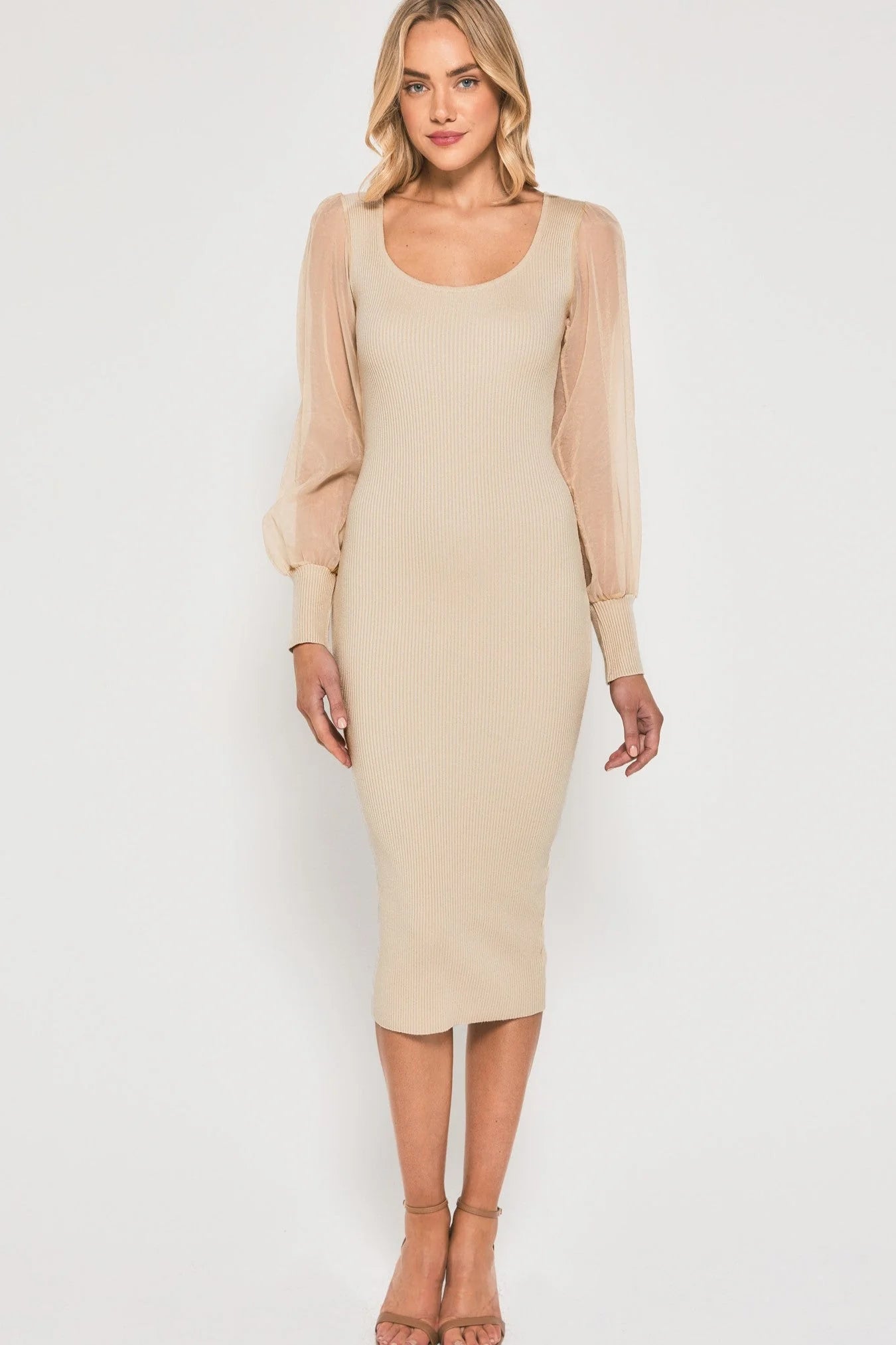Amelia Knit Midi Dress - Cream
