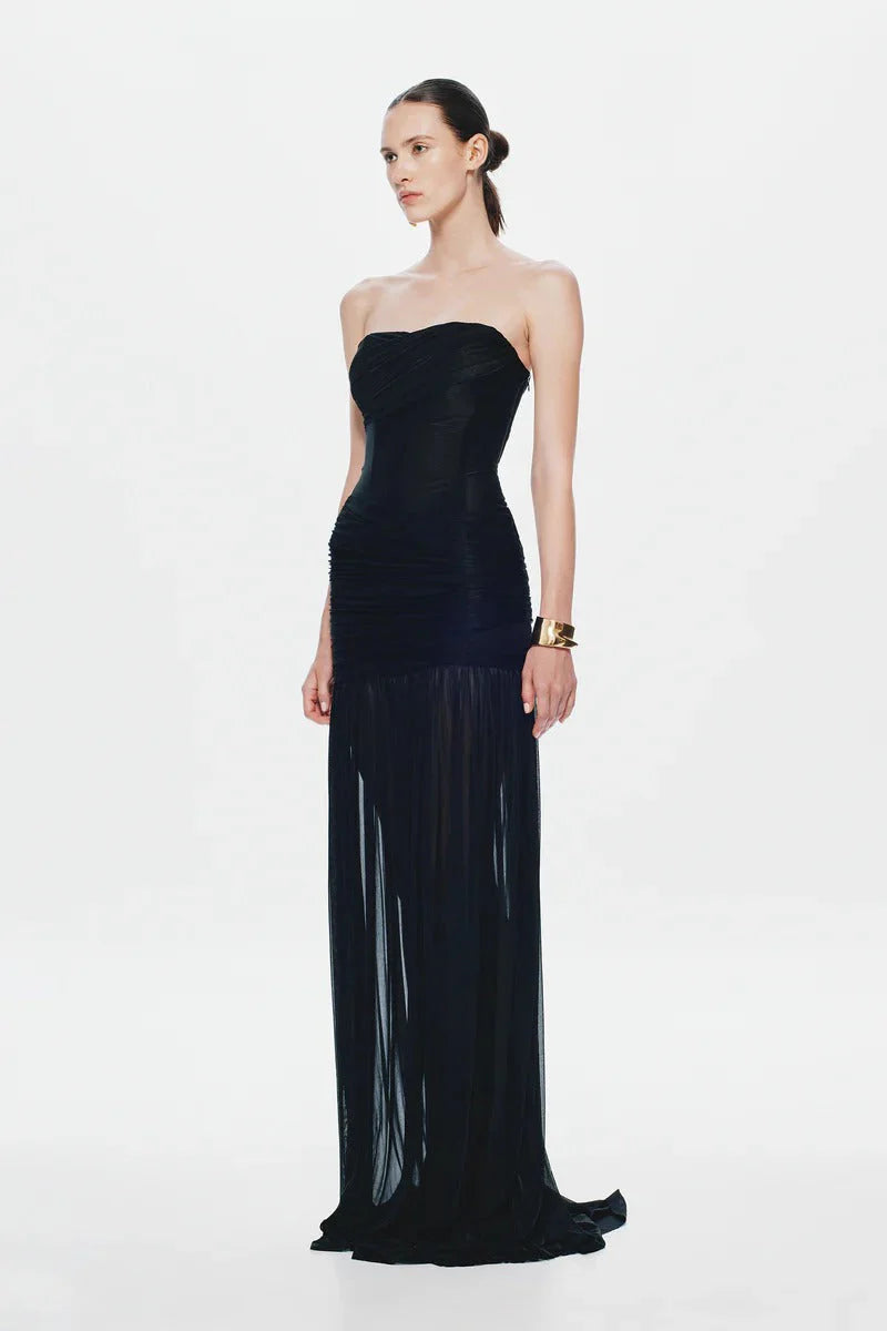 Misha Ember Wrapped Dress - Black