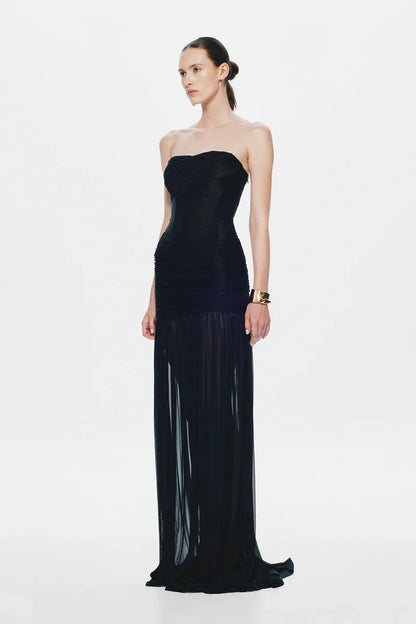 Misha Ember Wrapped Dress - Black