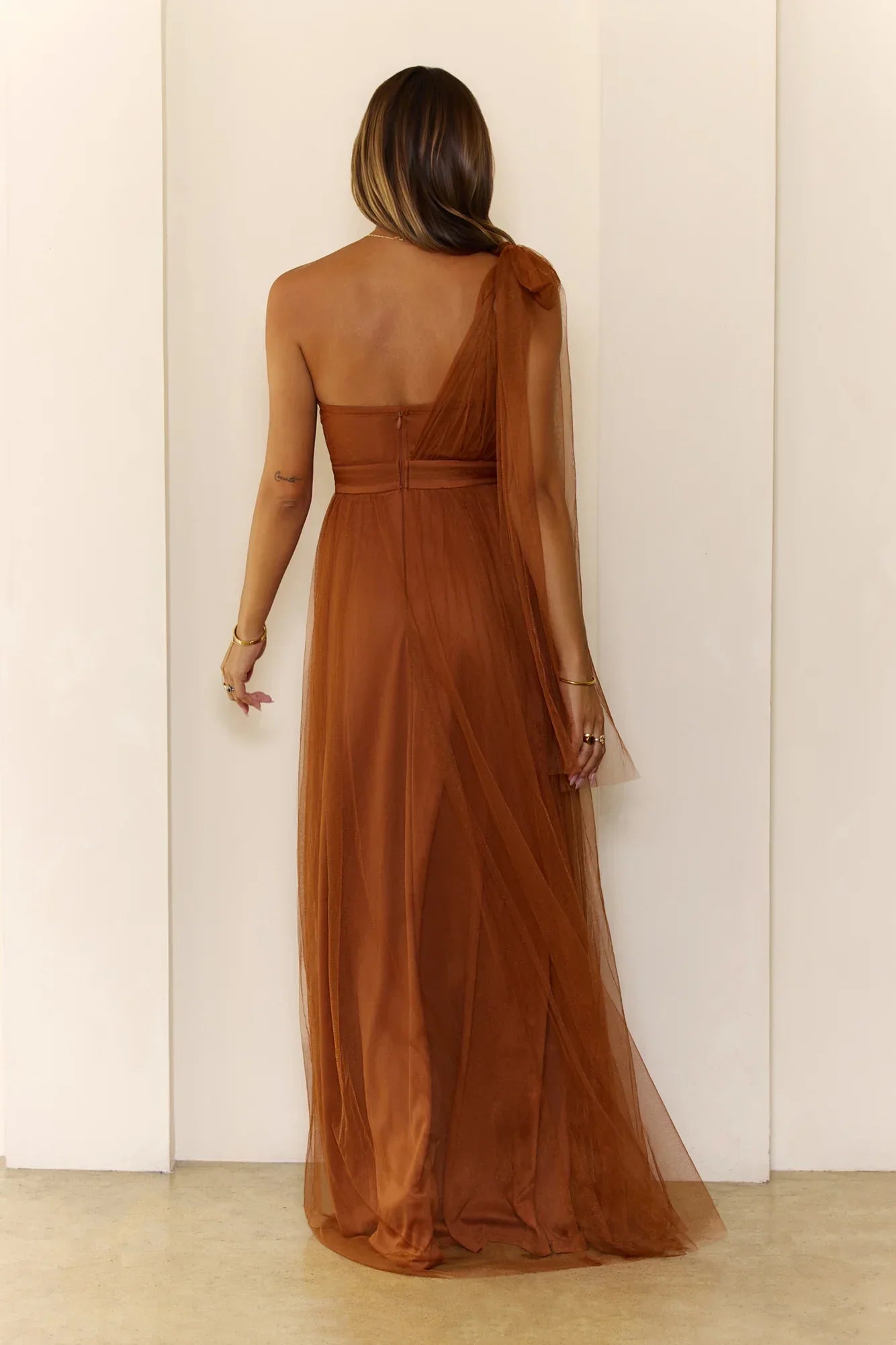 Perfect Poise Mesh Maxi Dress Rust
