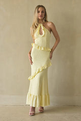 Vanita Ruffled Halter Maxi Dress