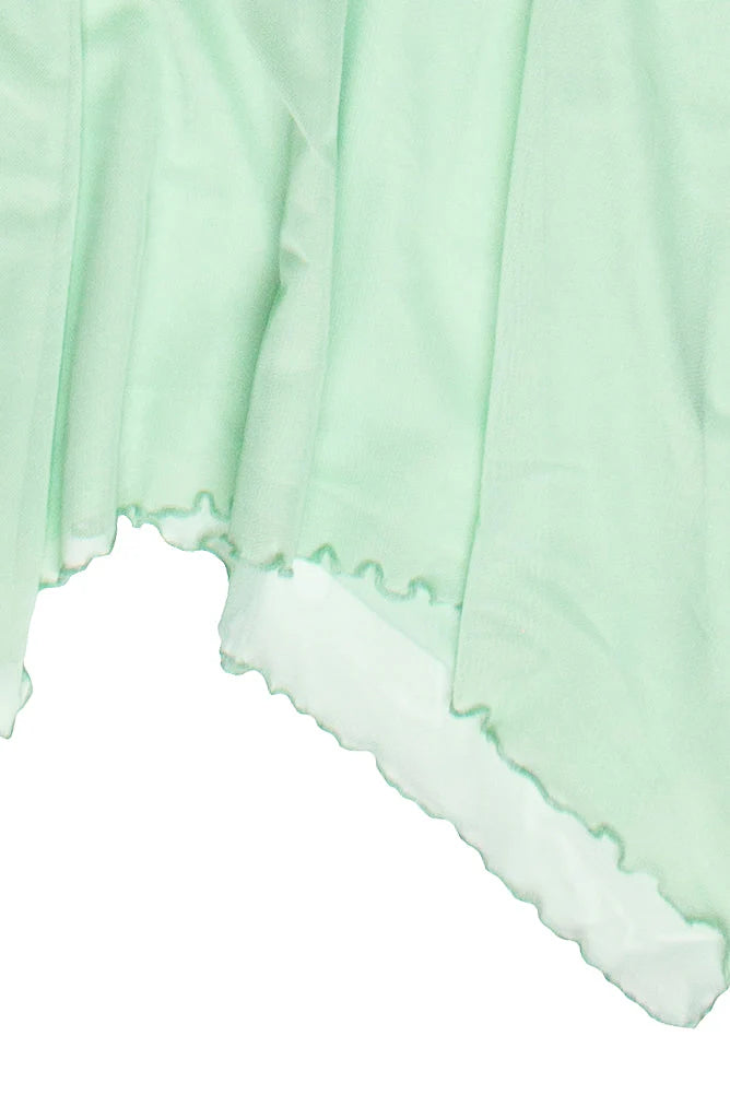 Flower Mesh Hanky Hem Midi Dress