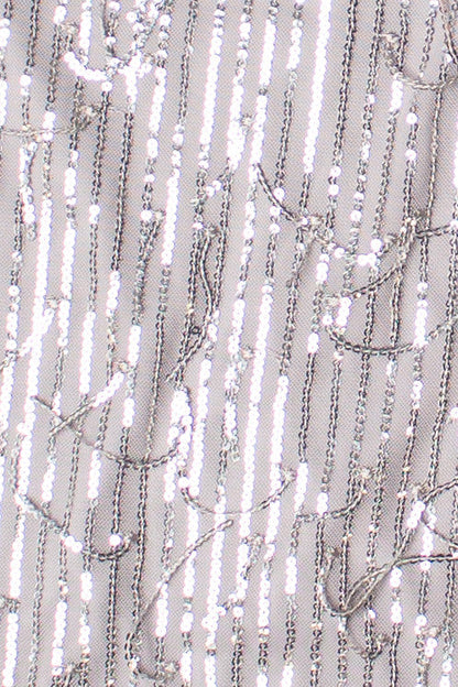 Silver Sequin Fringe Mini Dress