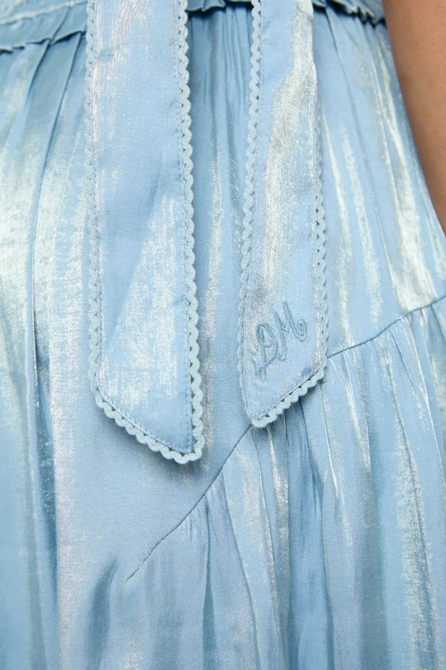 tish midi dress - blue glass satin