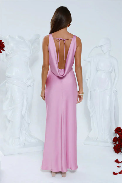 Icon In Action Satin Maxi Dress Pink