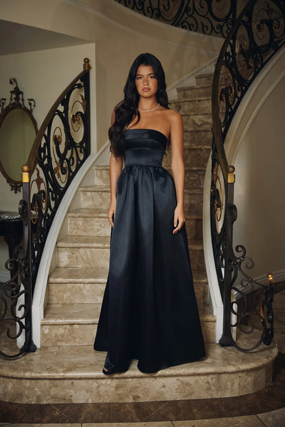 Elegance In Motion Strapless Maxi Dress Black