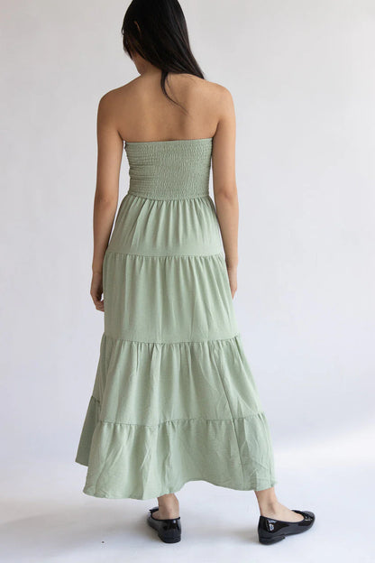 Smocked Top Strapless Maxi Dress