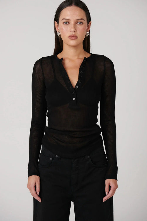 Xavier Button Top - Black