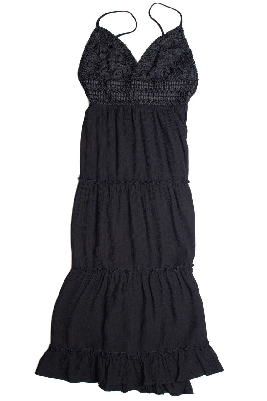 Lace Top Tiered Maxi Dress