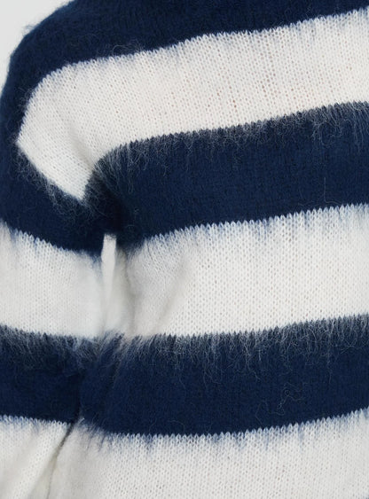 Iryna Long Sleeve Knit Mini Dress Navy / White Stripe