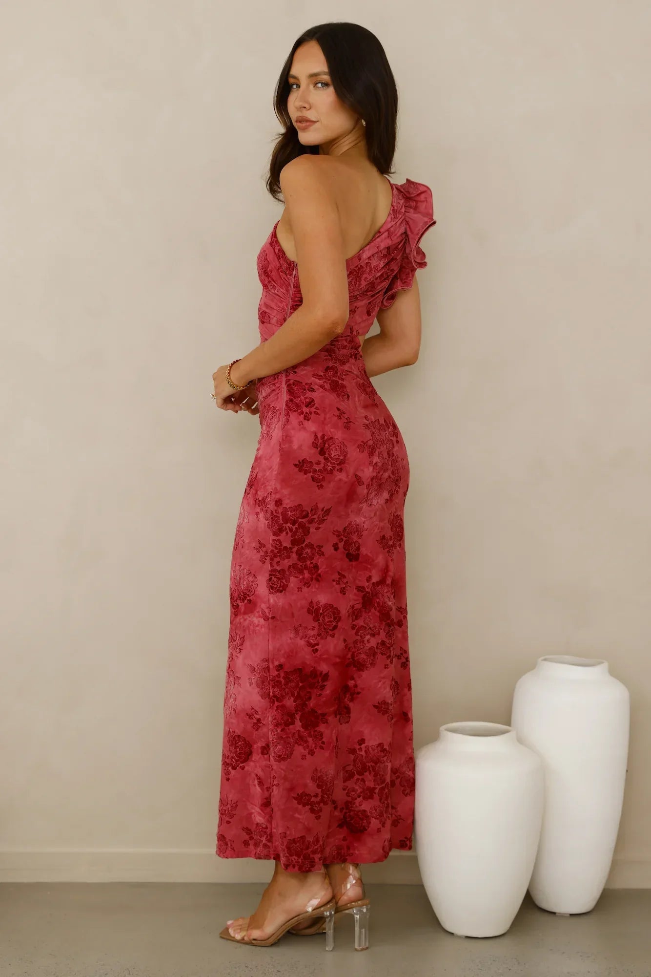 Mystique Beauty One Shoulder Maxi Dress Pink