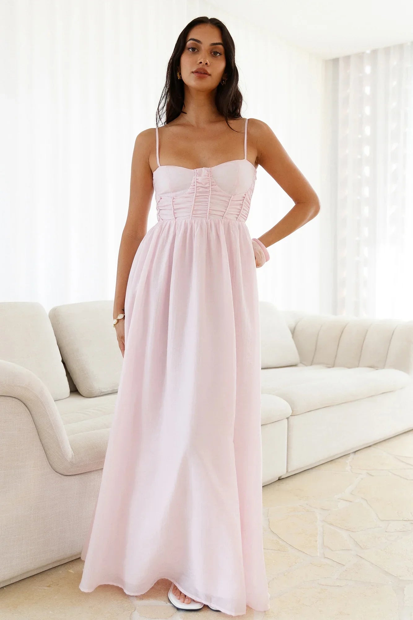 Petal And Poise Midi Dress Pink
