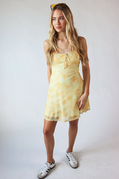 Floral Print Mesh Cami Dress