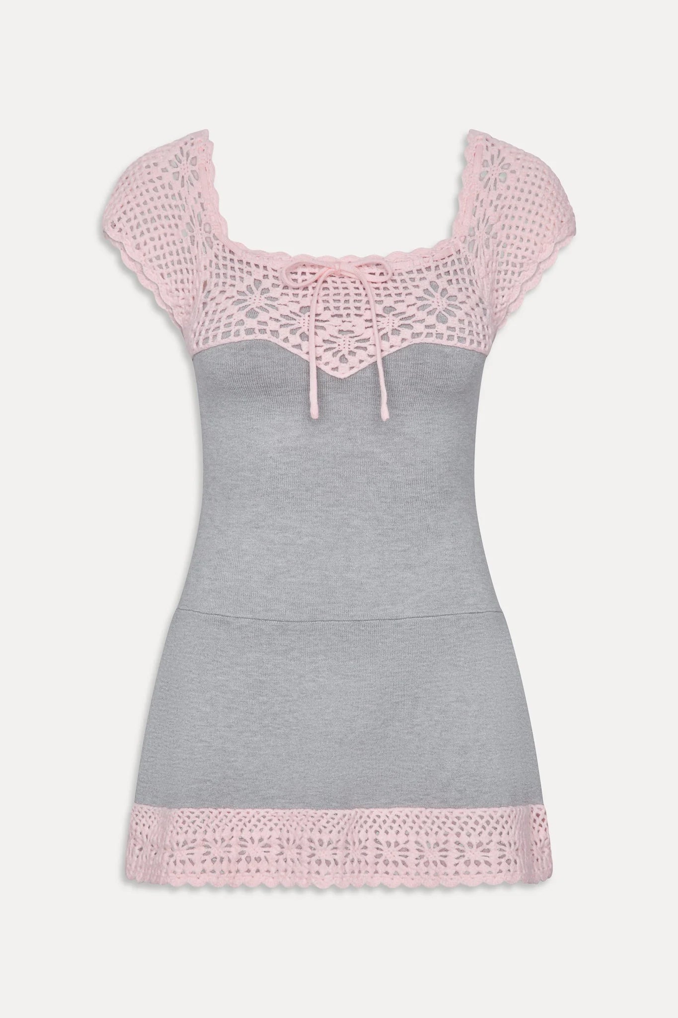 Lover Crochet Knit Mini Dress - Pink Flora