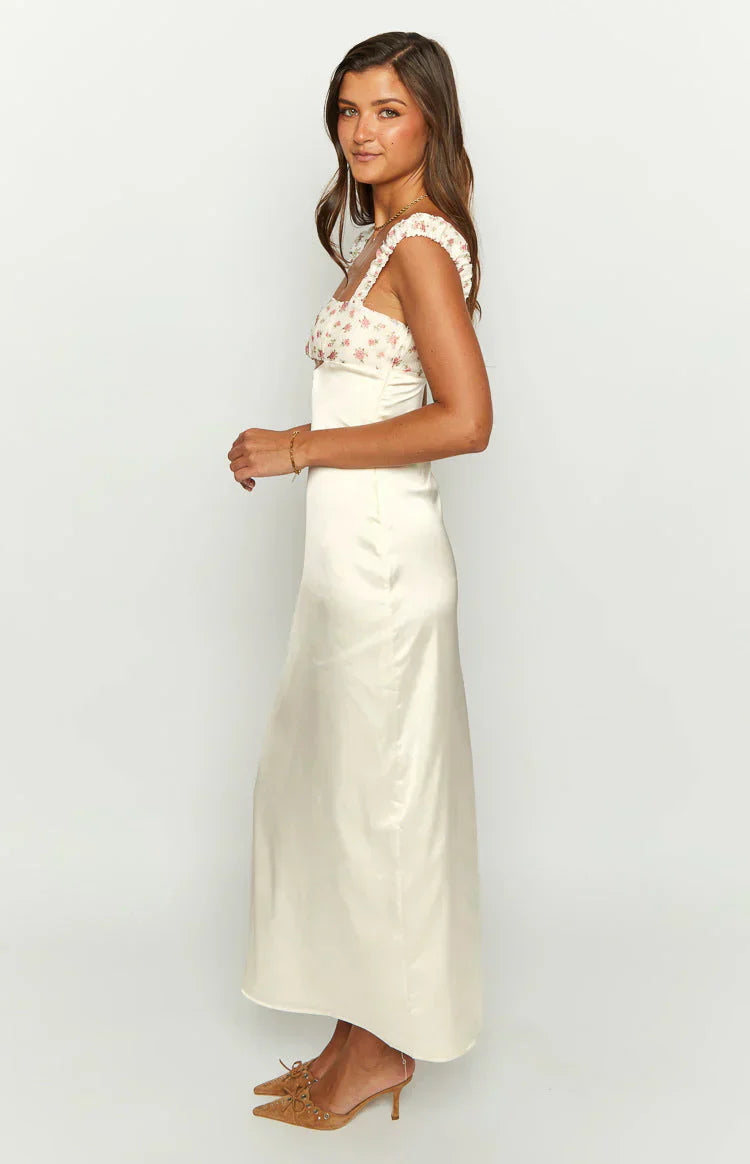 Yolandah Cream Chiffon Maxi Dress