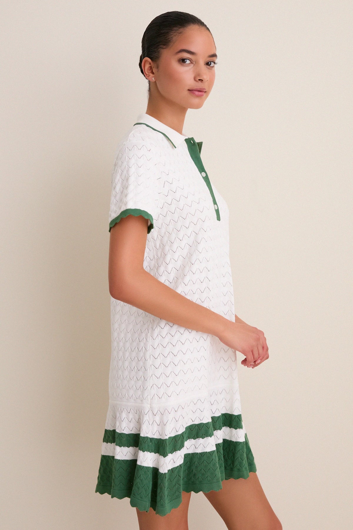White May Sweater Polo Dress