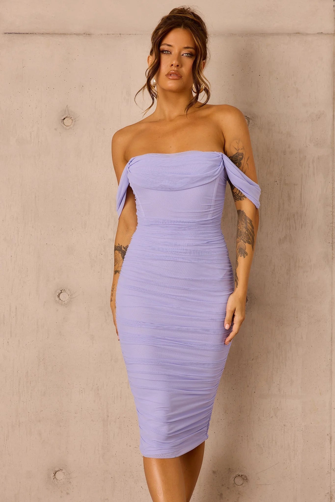 Main Character Mesh Midi Dress - Cornflower